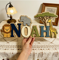 Personalised Wooden Name Sign – Jungle Themed