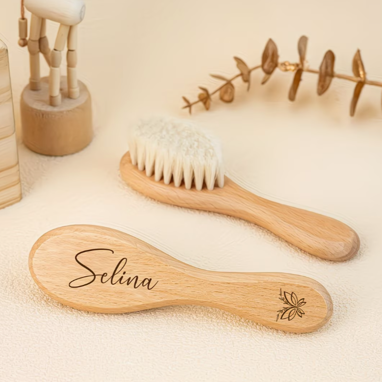 Personalised Beechwood Children's Comb and Brush Gift Set